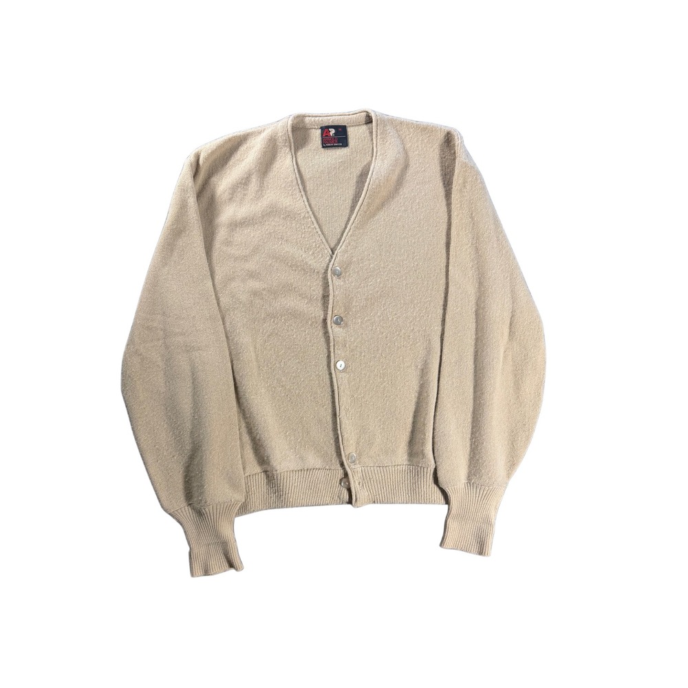 Vintage Arnold Palmer Robert Bruce Shaggy Cardigan Sweater Tan Beige Mens Medium